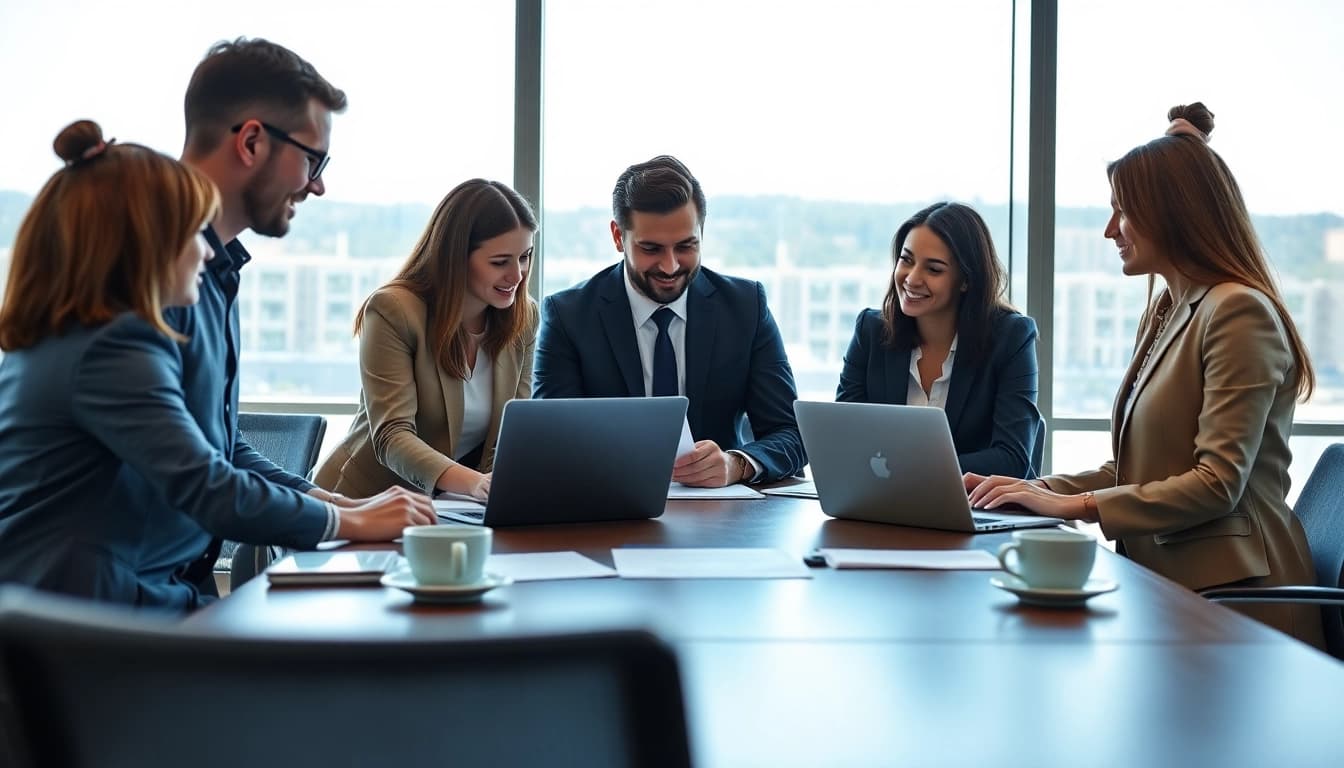 Enhance grants and pre-post award compliance with a professional consulting team collaborating at a conference table.