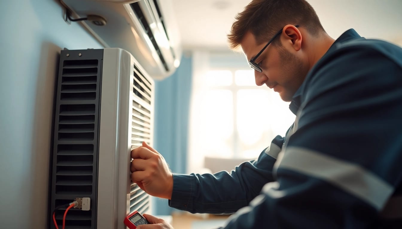HVAC Repair Tampa expert servicing an AC unit, showcasing reliable air conditioning solutions.