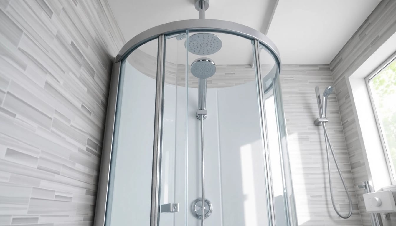 Elegante duschkabine 90x90 komplett in einem modernen Badezimmer, das Licht perfekt reflektiert.