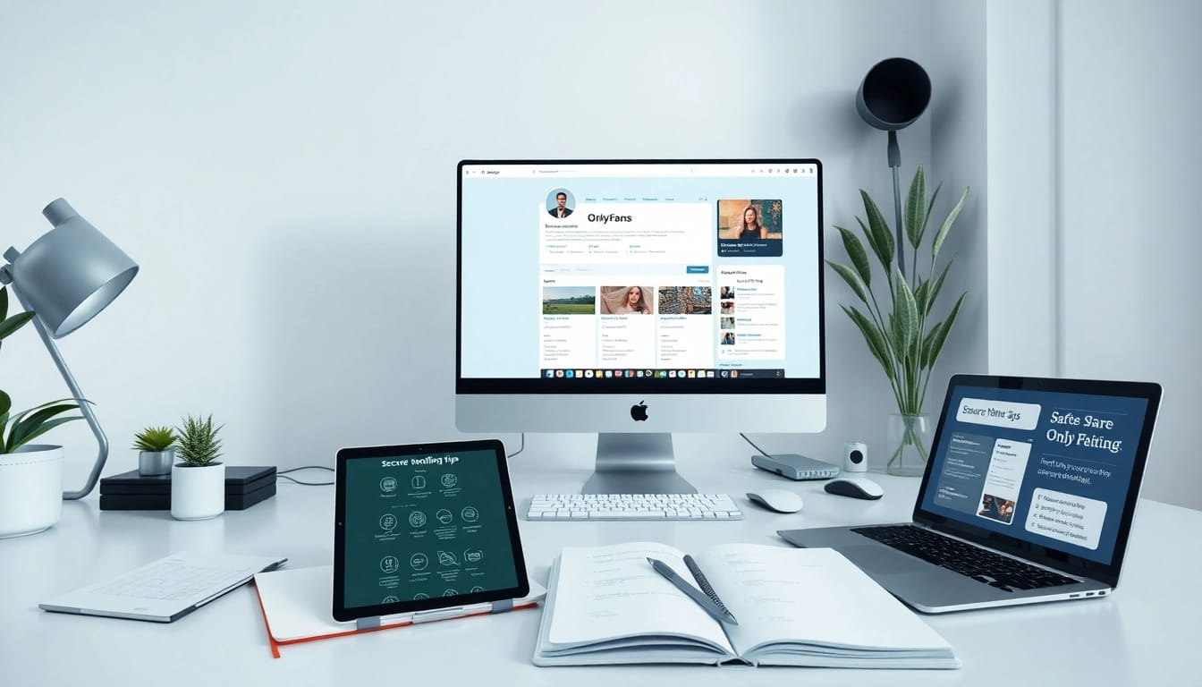 How to find OnlyFans leaks safely with a modern workspace setup, including a computer and security tips.