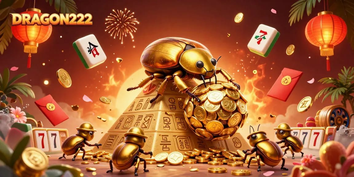 Engage in thrilling gameplay with DRAGON222 on an interactive online casino platform featuring vibrant illustrations.