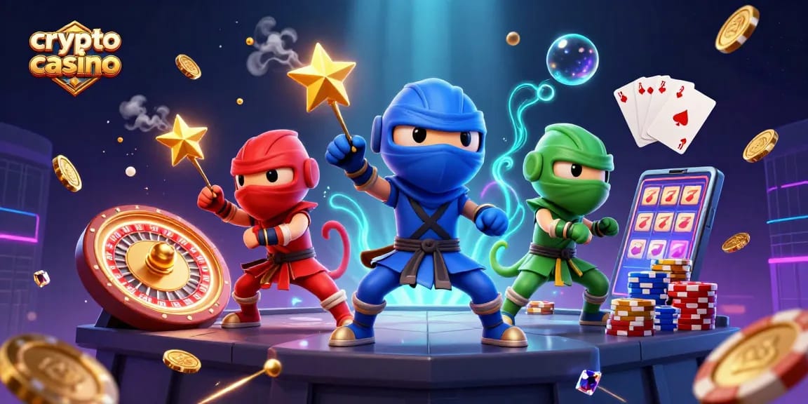 Gioca nel crypto casino con i ninja camaleonti: azioni, monete e slot!
