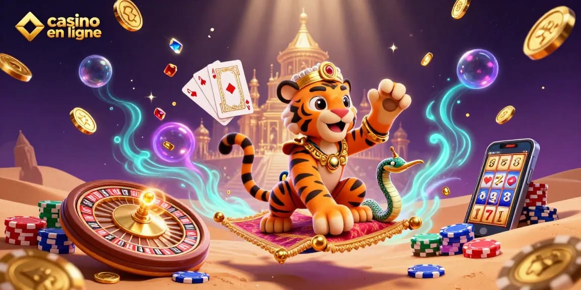 Vivez l'expérience immersive du casino en ligne avec un sultan tigre et des jeux de hasard magiques.