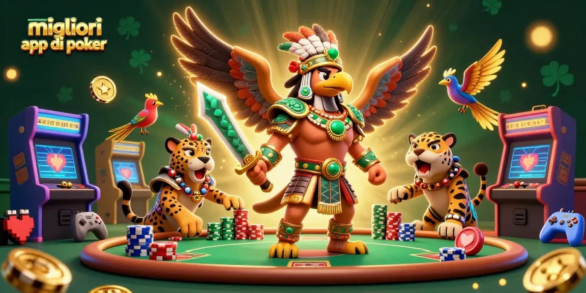 Scopri le migliori app di poker con tavoli e gettoni in un'illustrazione vivace.