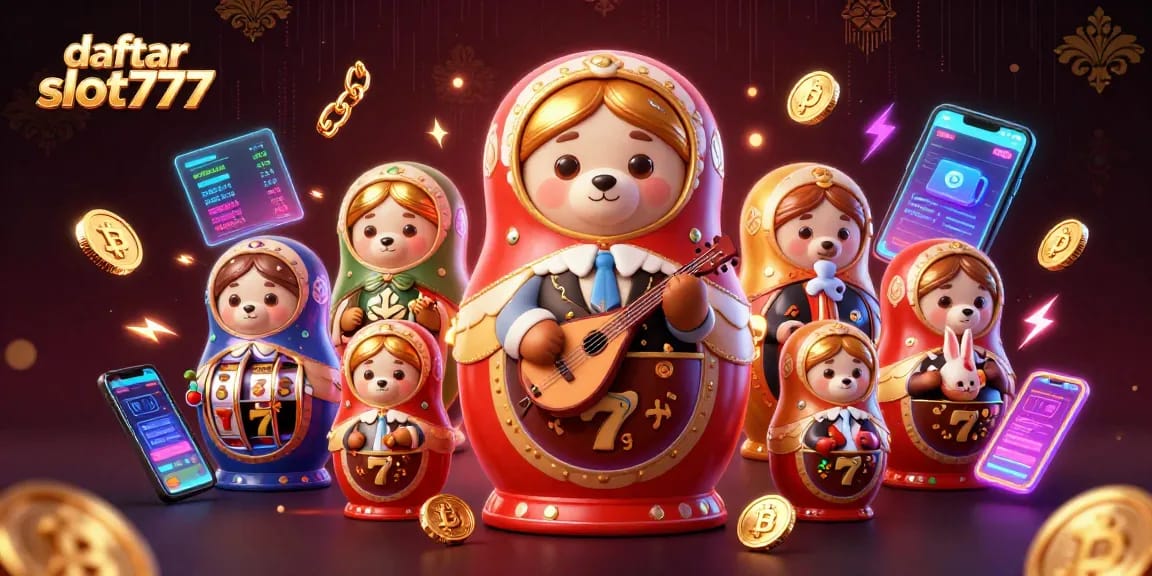 Spin the reels with daftar slot777 in this vibrant casino scene featuring playful characters.