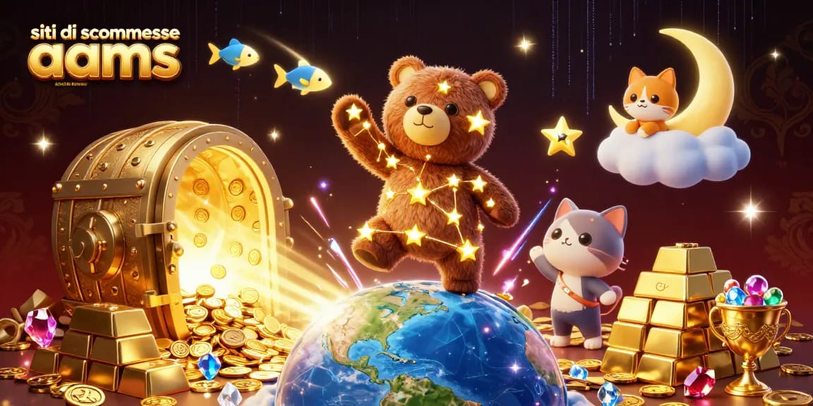 Scopri i migliori siti di scommesse non AAMS con un'illustrazione scintillante di giochi e premi.