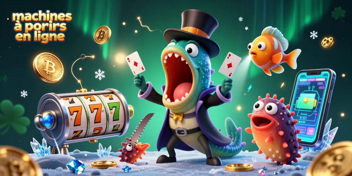 Découvrez les machines à sous en ligne avec une illustration dynamique de jeux de casino animés.
