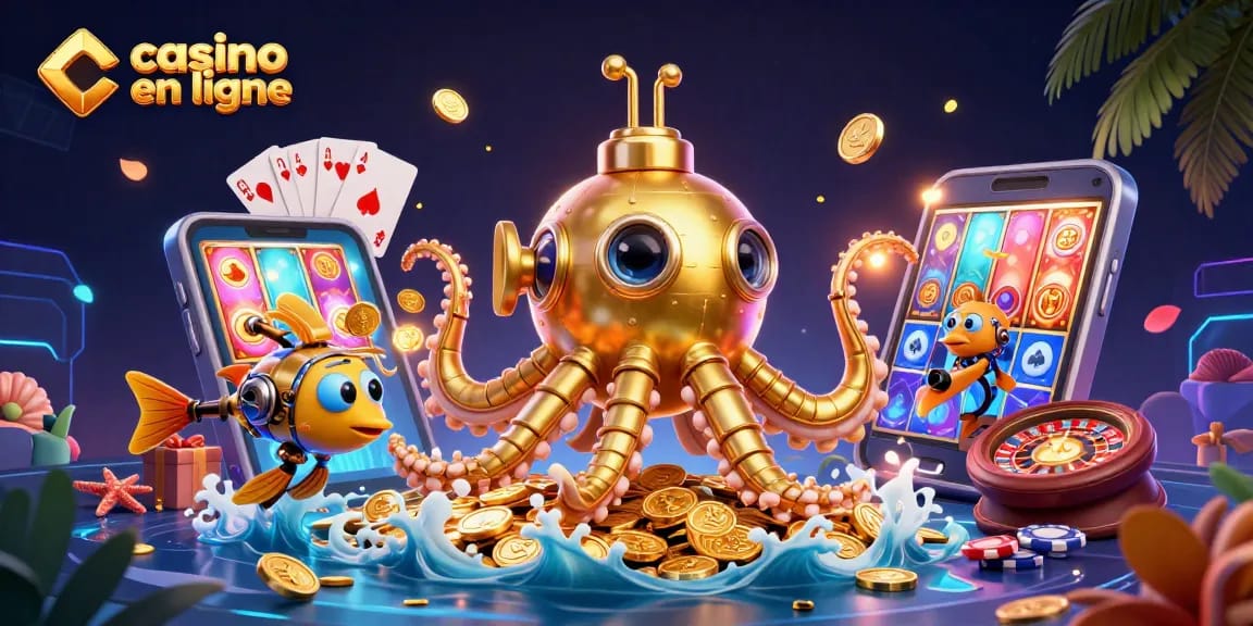 Jouez aux jeux de casino en ligne avec une ambiance vibrante et immersive illustrée.