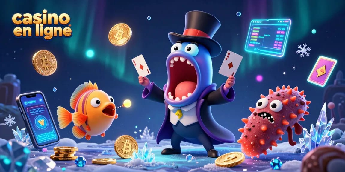 Séance magique de jeu en ligne au casino avec des créatures marines et des cryptomonnaies brillantes