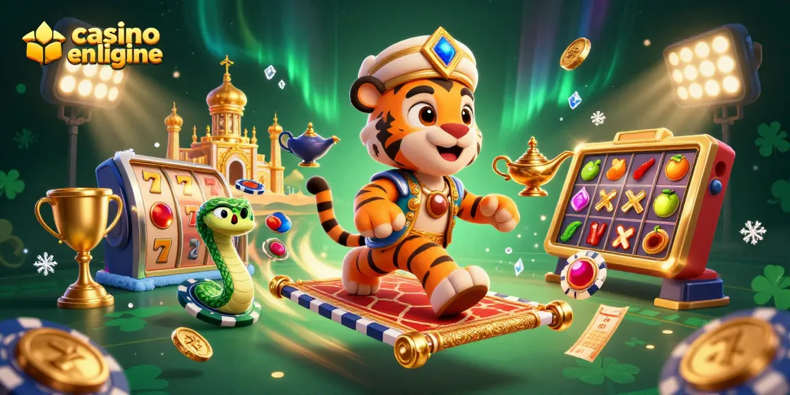 Gagnez avec le casino en ligne : sultan sur tapis volant entouré de jackpots et de gains.