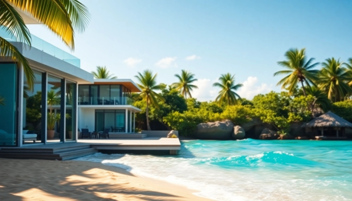 Showcase of Belizer real estate with a beachfront property and tropical setting.