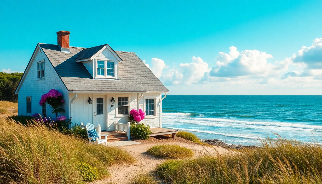 Renovated cape cod home with coastal charm amidst serene beach scenery.