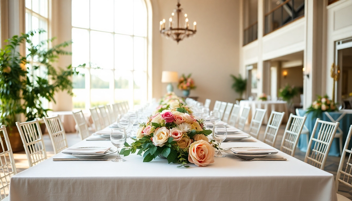 Experience the charm of a Jacksonville Wedding Venue with elegant floral arrangements and beautiful table settings.