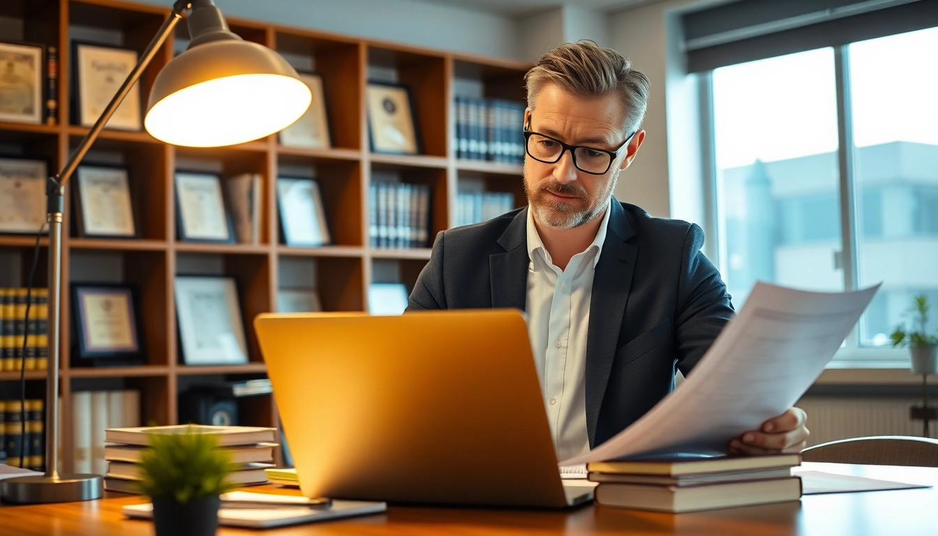 Consultant engaged in Registration and certification in Federal databases for federal contracts in a bright office.
