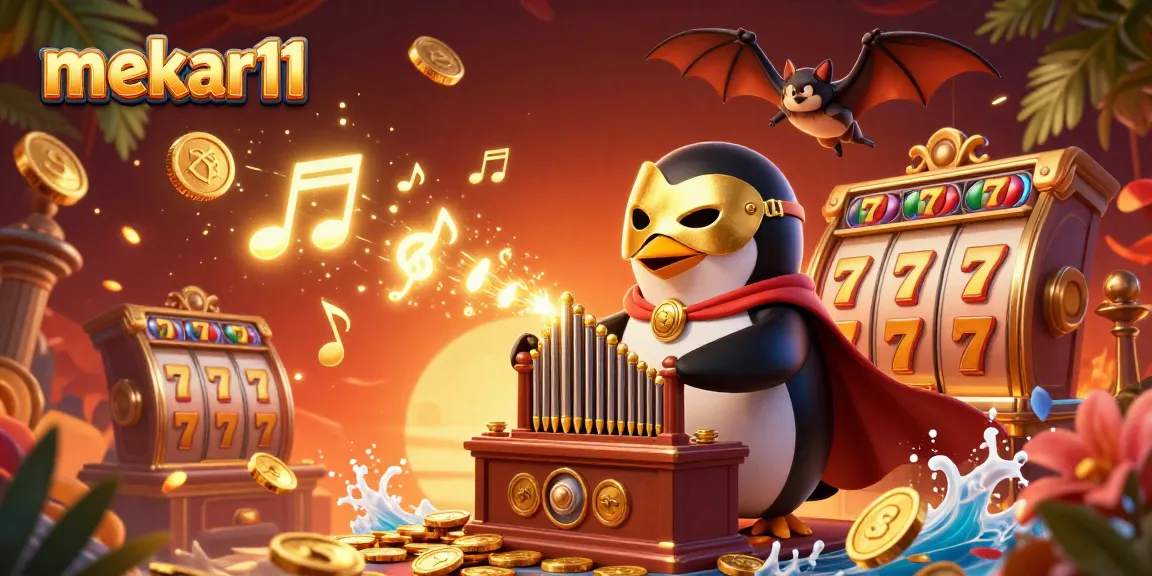 Spin the reels with mekar11's thrilling casino atmosphere of golden coins and dynamic elements.