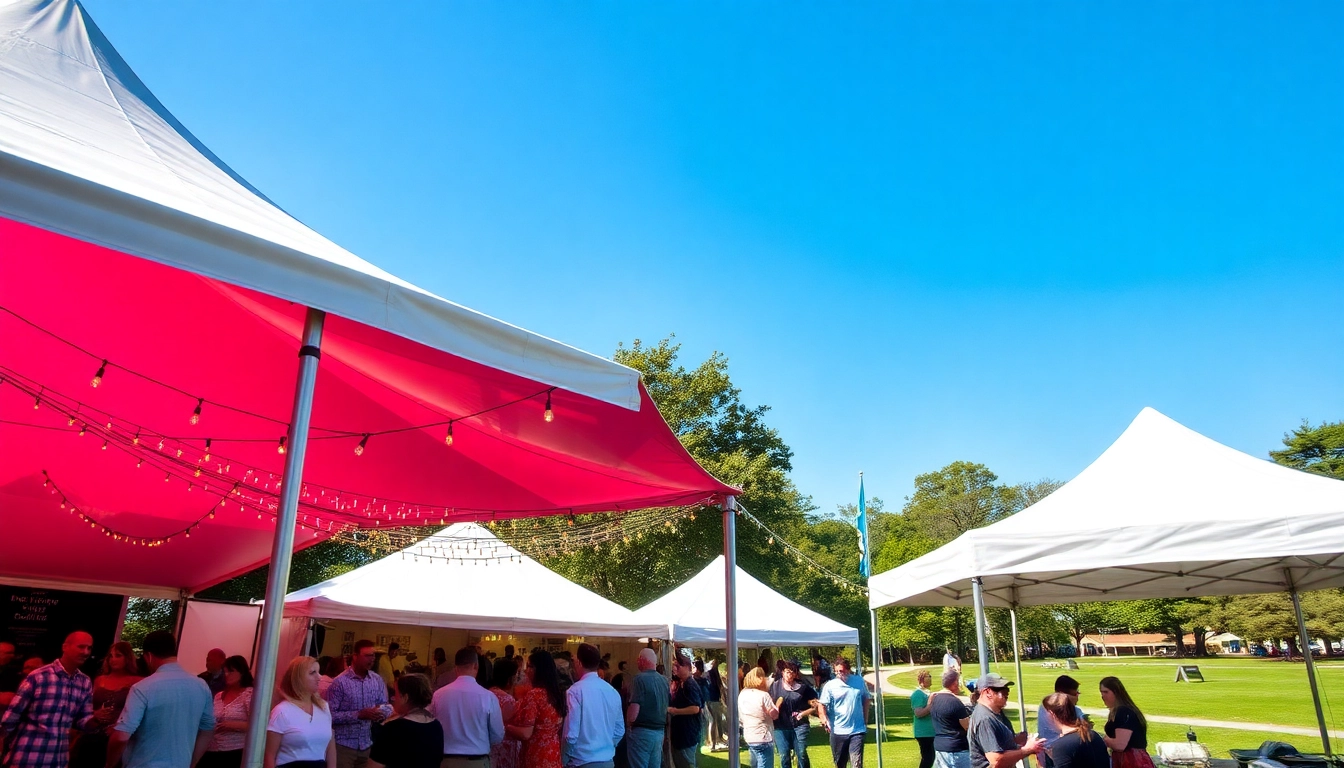 Enjoying vibrant Tent Rentals at an outdoor event in a scenic park setting.