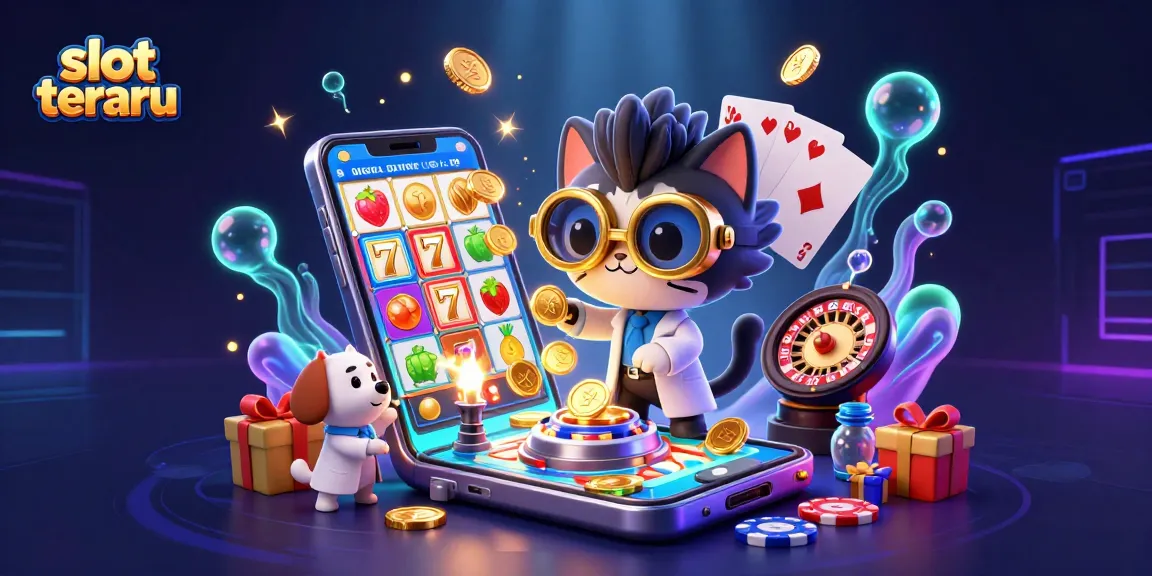 Experience thrilling slot terbaru gameplay with a cartoon scientist and dog amid golden coins and vibrant game elements.