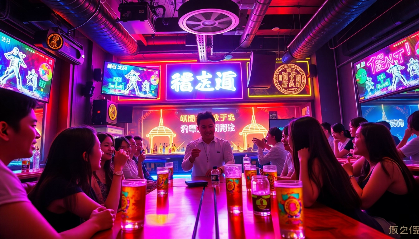 활기찬 노래방 분위기와 생동감 넘치는 손님들이 담긴 흥미로운 제주도유흥 밤문화 장면.
