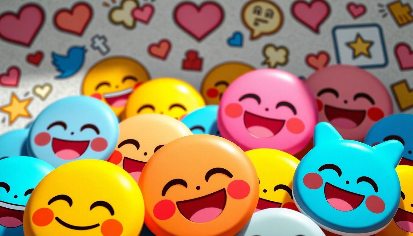 Engaging tiktok emojis representing various emotions on a colorful digital background.