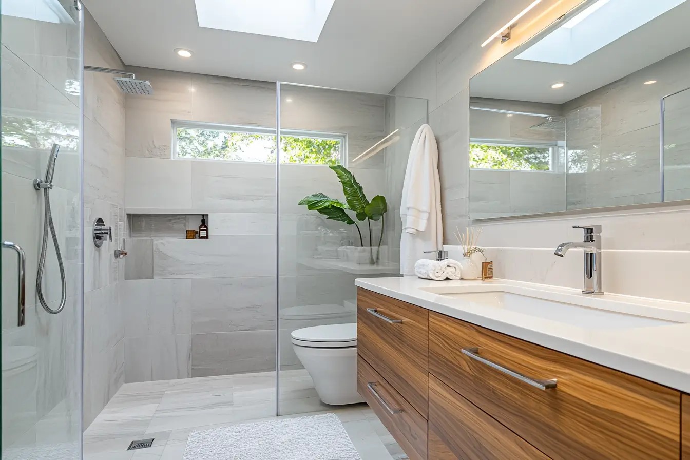 Elegant Showers: Bathroom Cabinet with Mirror and Light for Organised Spaces