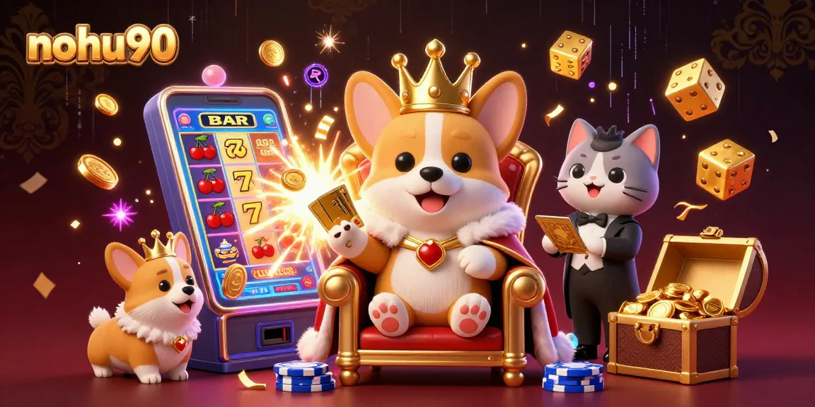 Experience the excitement at nohu90 with vibrant 3D illustrations showcasing thrilling slot games and dynamic casino elements.
