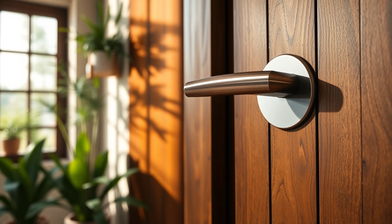 Elegant door handle suppliers featured prominently in a stylish home setting.