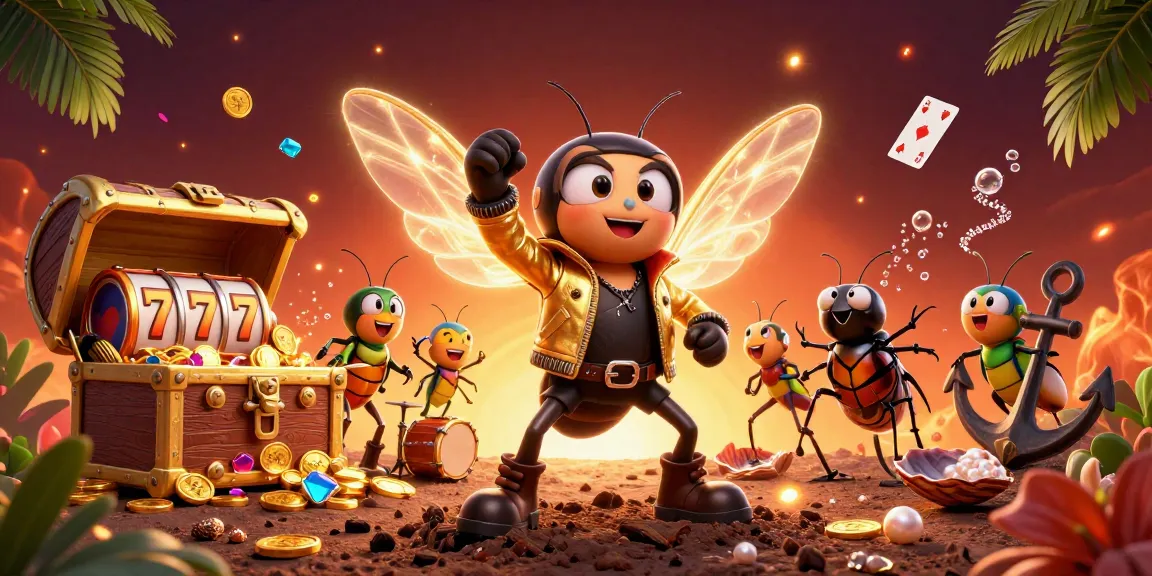 Plongez dans le monde animé du casino en ligne avec une rock star en cigale et des éléments de jeu riches.