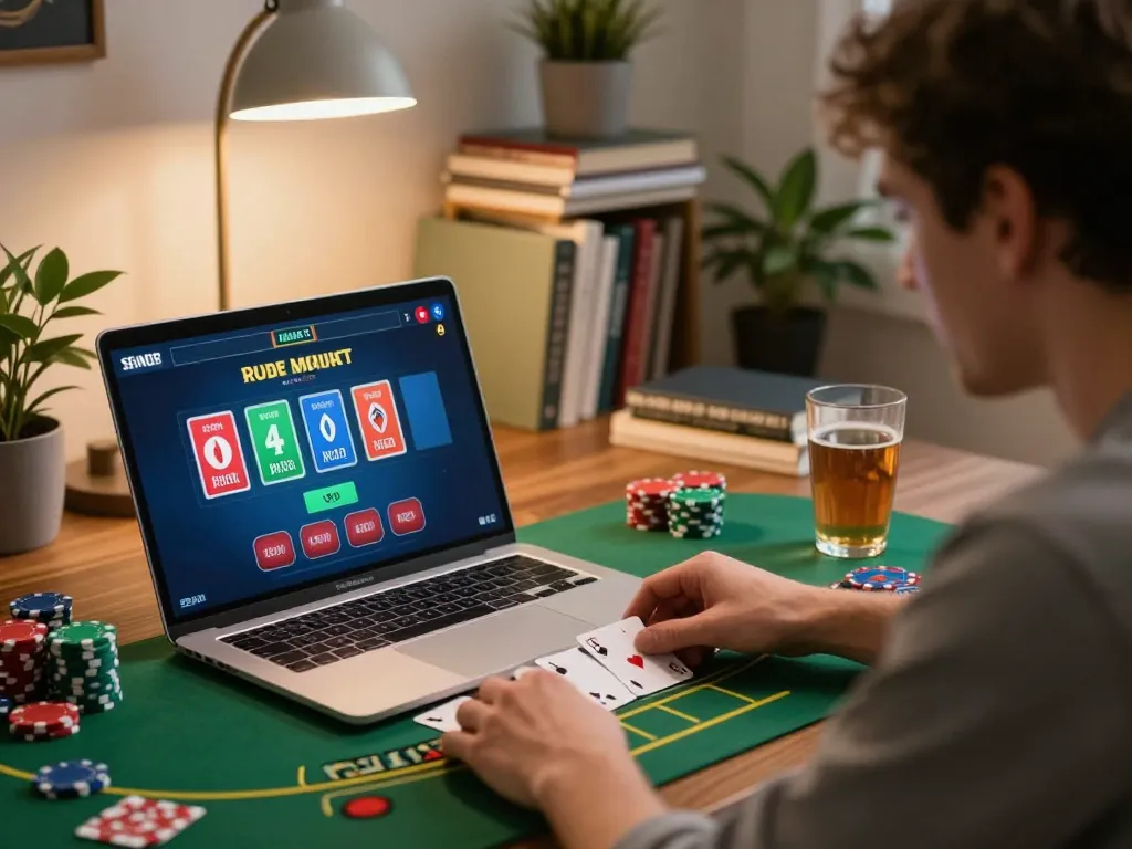 DABET player engaged in online blackjack, showcasing strategic betting and interactive gameplay