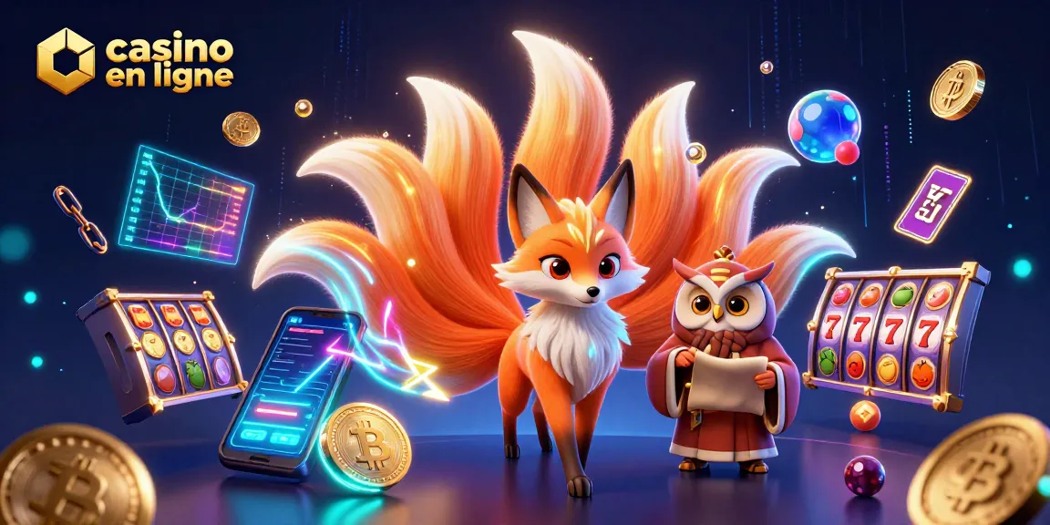Jouez à des jeux de casino en ligne avec un esprit renard coloré et un hibou sage dans une scène captivante
