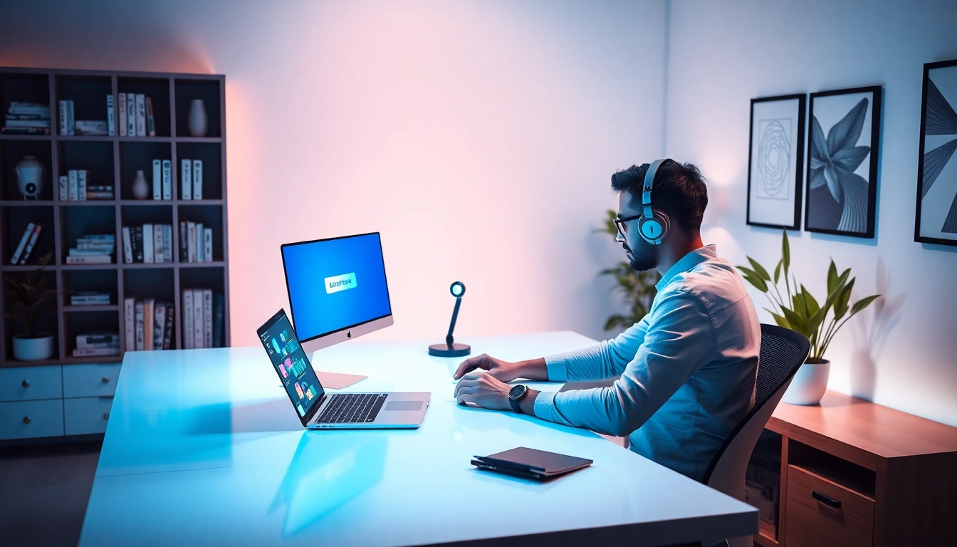 AI image to prompt ai workspace with developer using modern tech tools