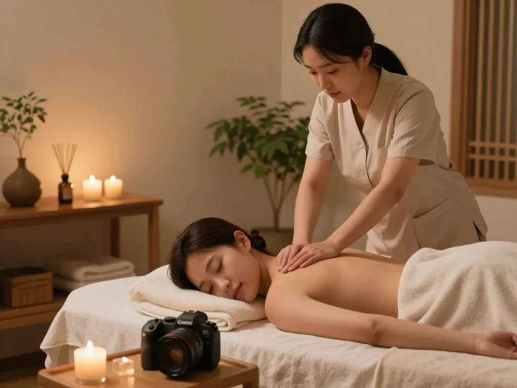 Relaxation and tranquility in a 역삼동마사지 spa scene with soothing massage therapy.