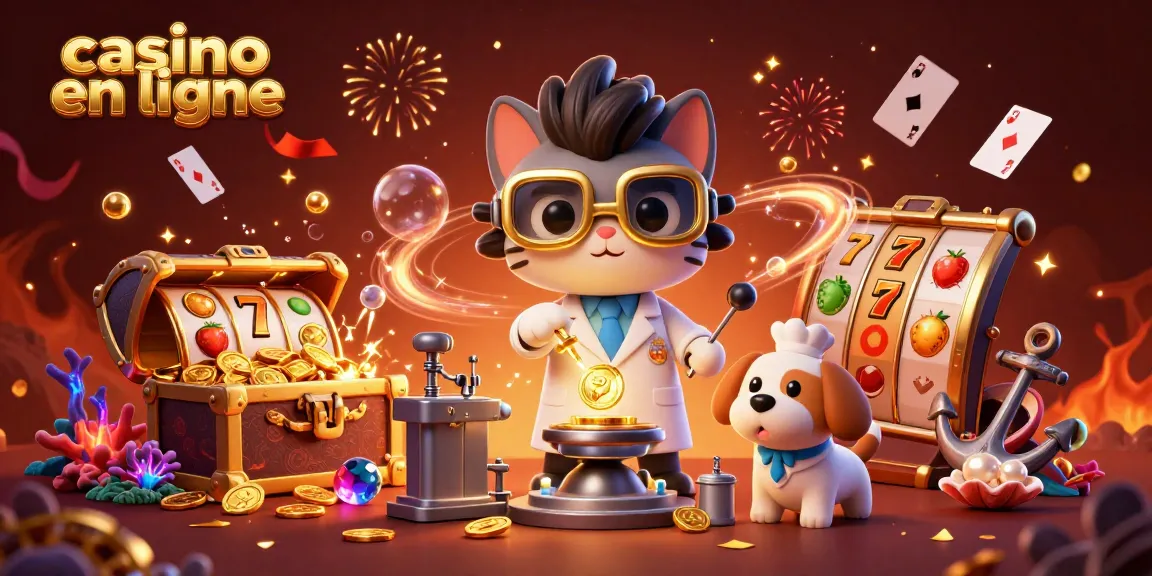 Découvrez un monde fantastique de jeux de casino en ligne avec un chat scientifique et un chien assistant.