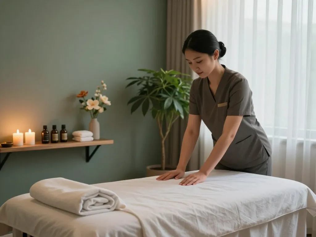 Experience the best 부전동마사지 in a tranquil spa environment, showcasing calming decor and a professional therapist.