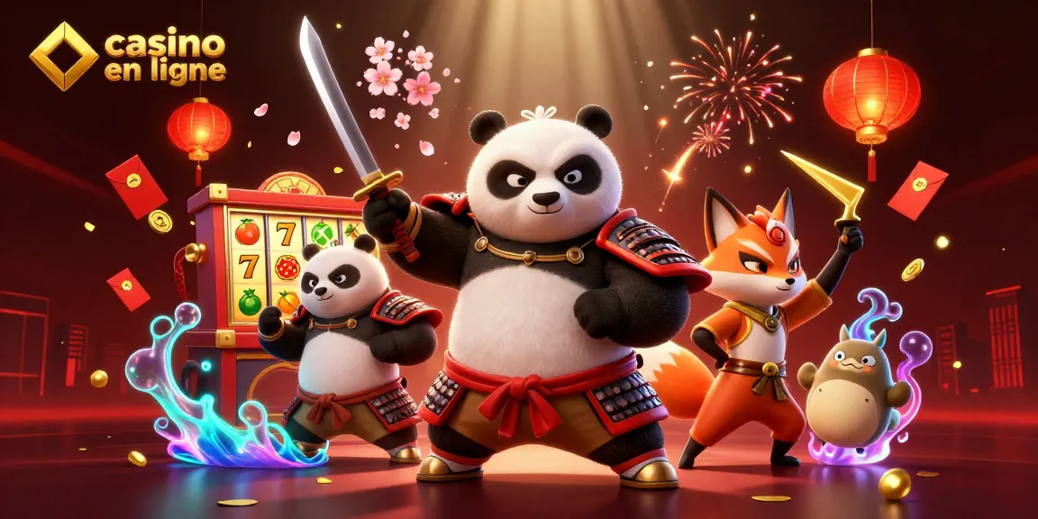 Jouez au casino en ligne avec une scène pleine de personnages animés et d'éléments traditionnels.