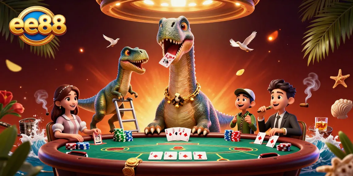 Experience thrilling poker action at ee88 featuring vibrant 3D casino characters and dynamic table elements.