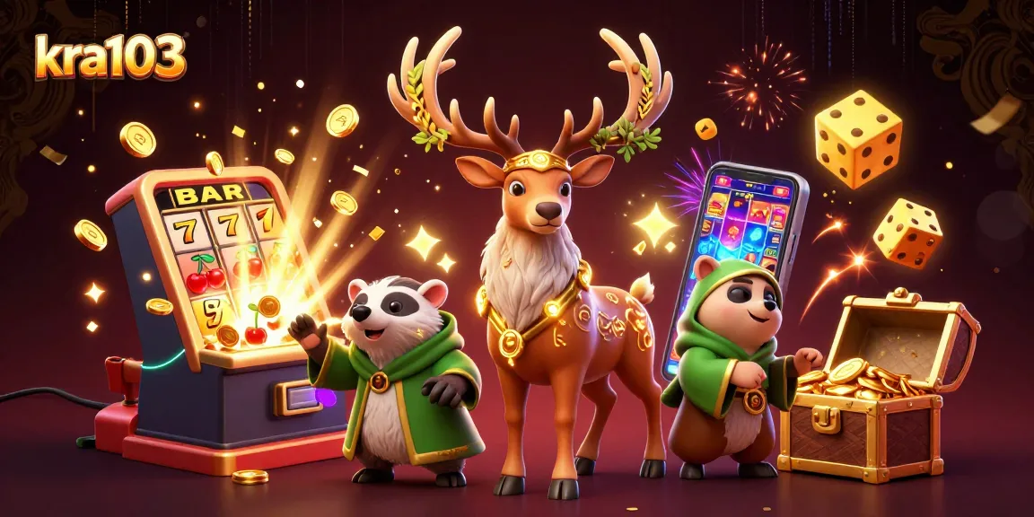 Spin the reels for a jackpot at kra103, featuring vibrant casino elements and enchanting characters.