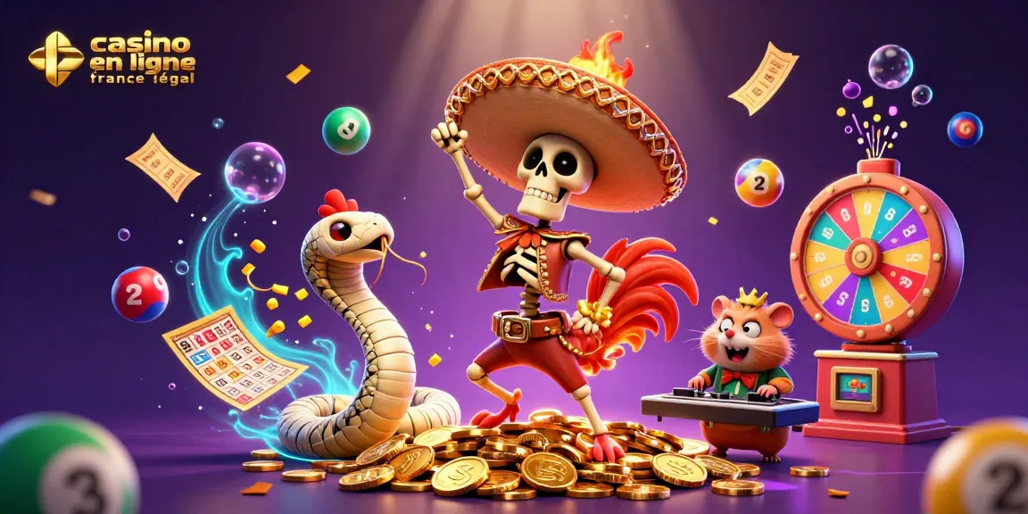 Jouez et gagnez sur un casino en ligne France légal avec l'animation festive des personnages colorés.