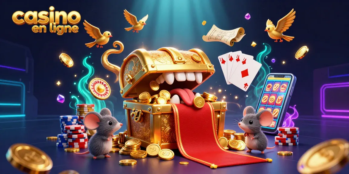 Gagnez avec le casino en ligne en découvrant un trésor fascinant dans cette illustration animée.