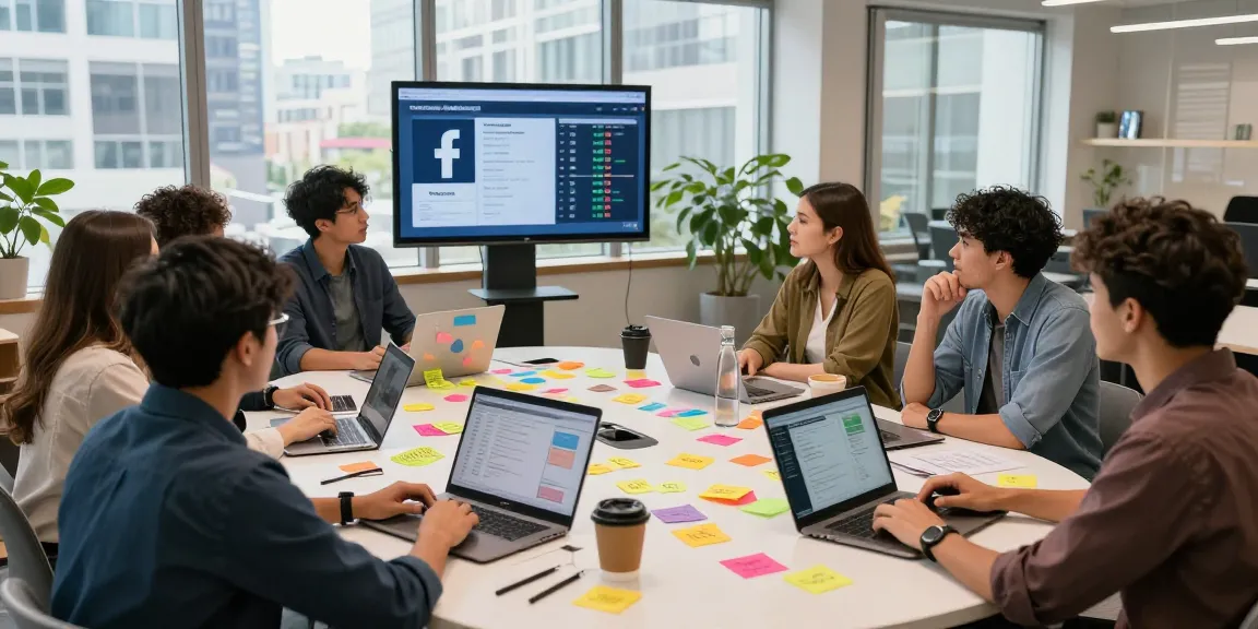 Team collaborating on fb branding services in kl in a creative workspace