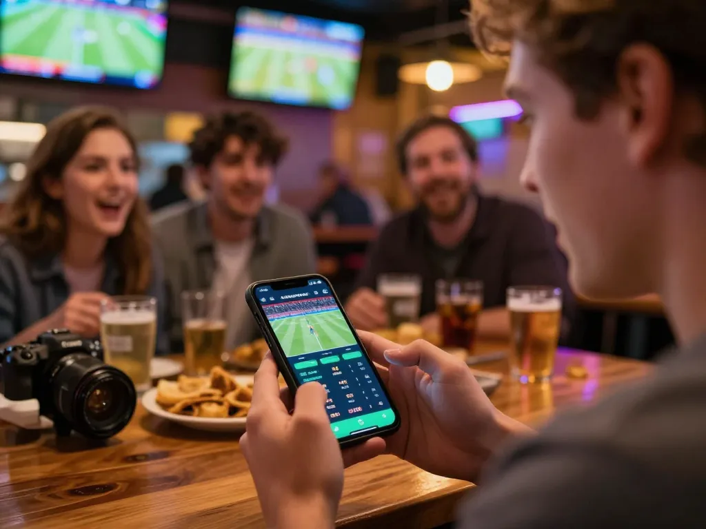 Engaging in Canada online casinos reddit sports betting with excitement in a lively sports bar.