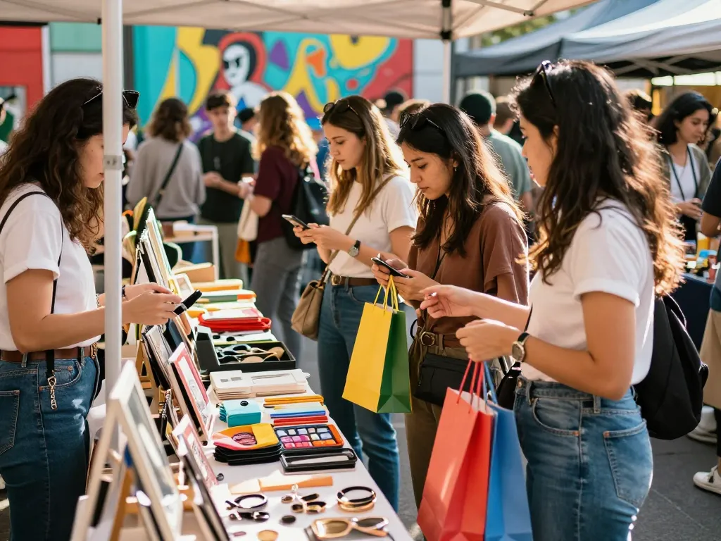 Shopping experience at hubet88, vibrant marketplace with trendy products.