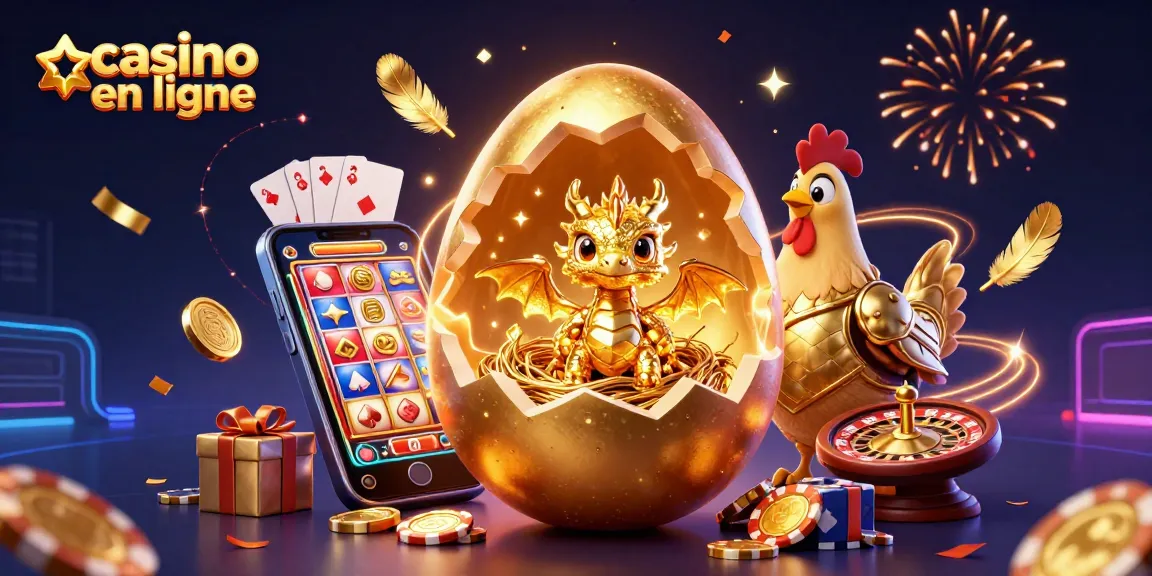 Plongez dans un univers captivant de casino en ligne avec un dragon doré et des éléments de jeu dynamique.
