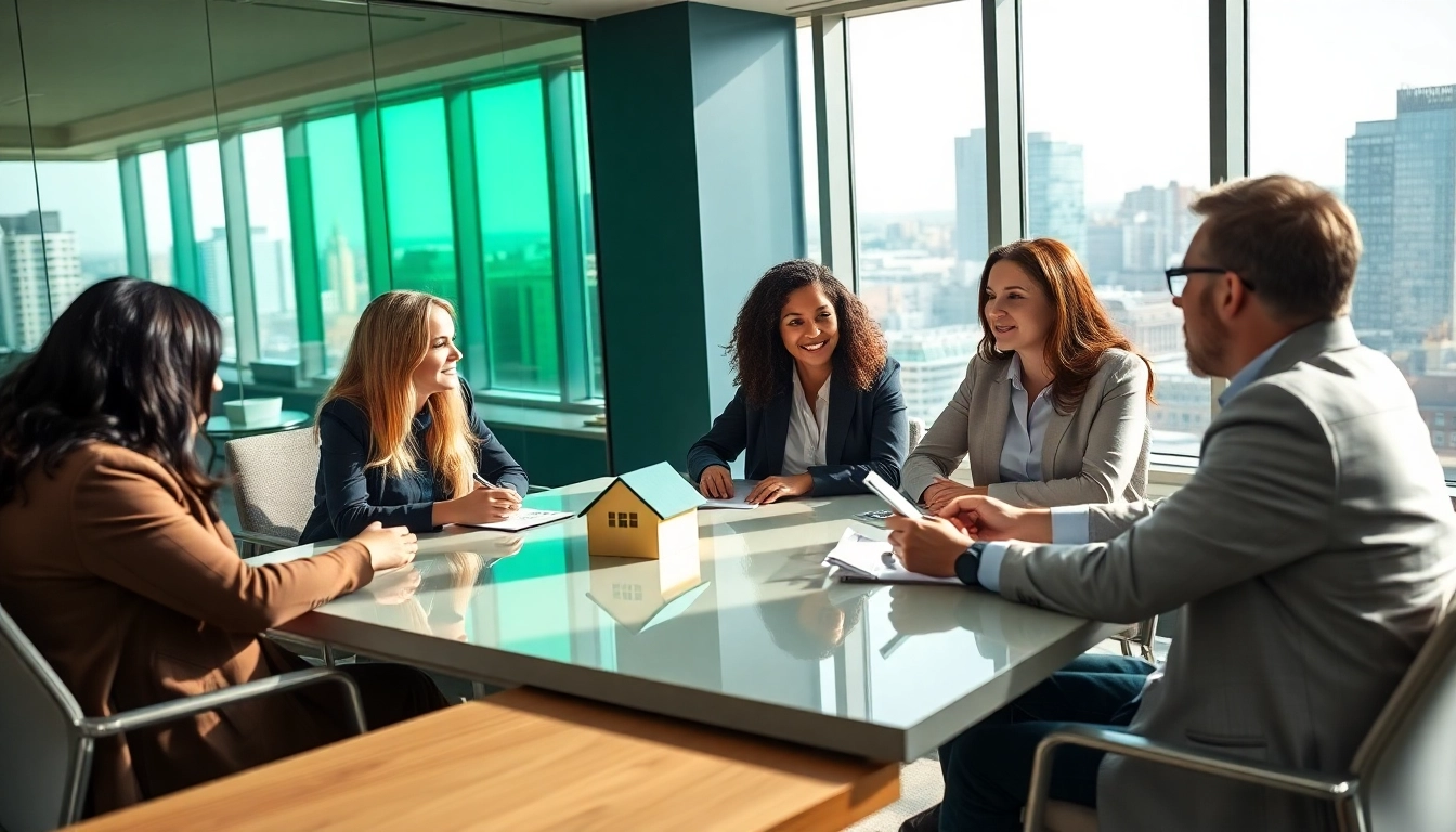 Securing guaranteed rent in Ealing with a professional team of diverse agents discussing properties.