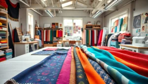 Punta di Roma stoffen in een creatief modeatelier met kleurrijke texturen