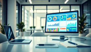 Engaging view of a cheap smm panel interface showcasing analytics and metrics in an office.