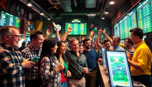 Engaging scene featuring people at the best sports betting sites Mexico, immersing in betting activities with excitement.