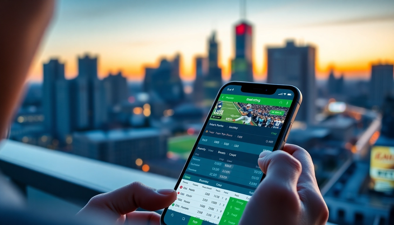 Engaging user explores best sports betting apps India on a mobile interface in a modern setting.