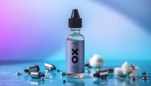 Genießen Sie Oxva Liquid aus einer eleganten Flasche, umgeben von stilvollen Zubehörteilen.