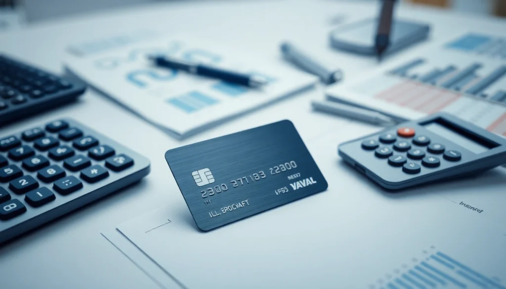 신용카드 현금화를 위한 금융 서류와 계산기가 놓인 전문적인 사무환경