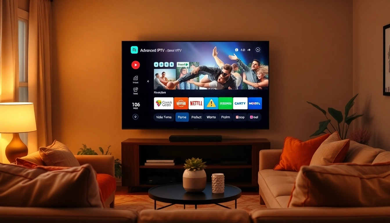 Enjoy superior viewing with iron IPTV displayed on a modern TV in a cozy living room setting.